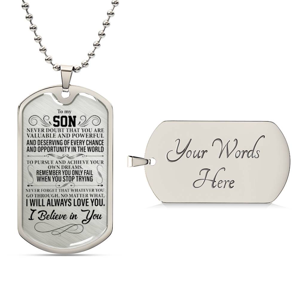 To My Son - Dog Tag