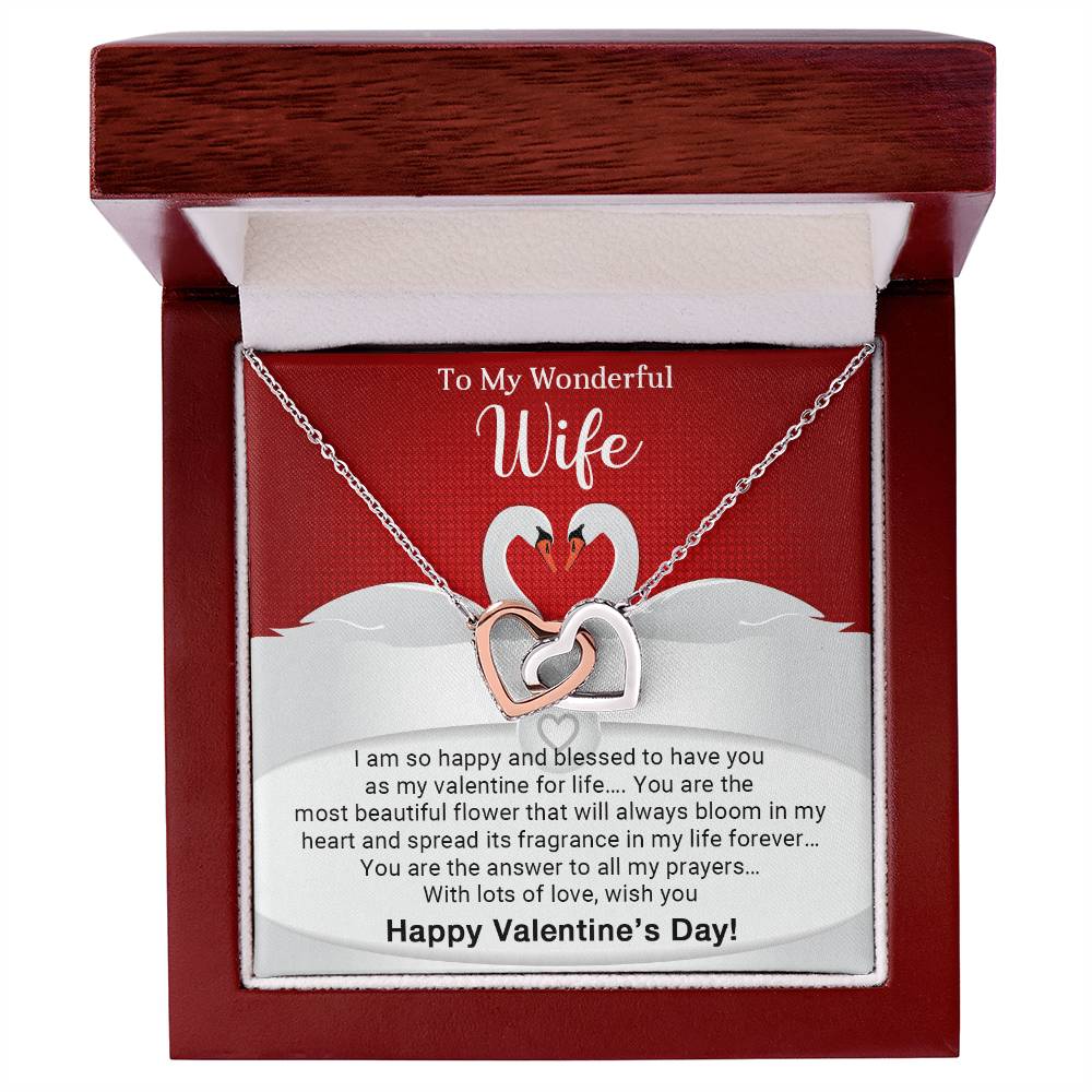 To My Wife - Valentines gift - Interlocking Hearts Necklace