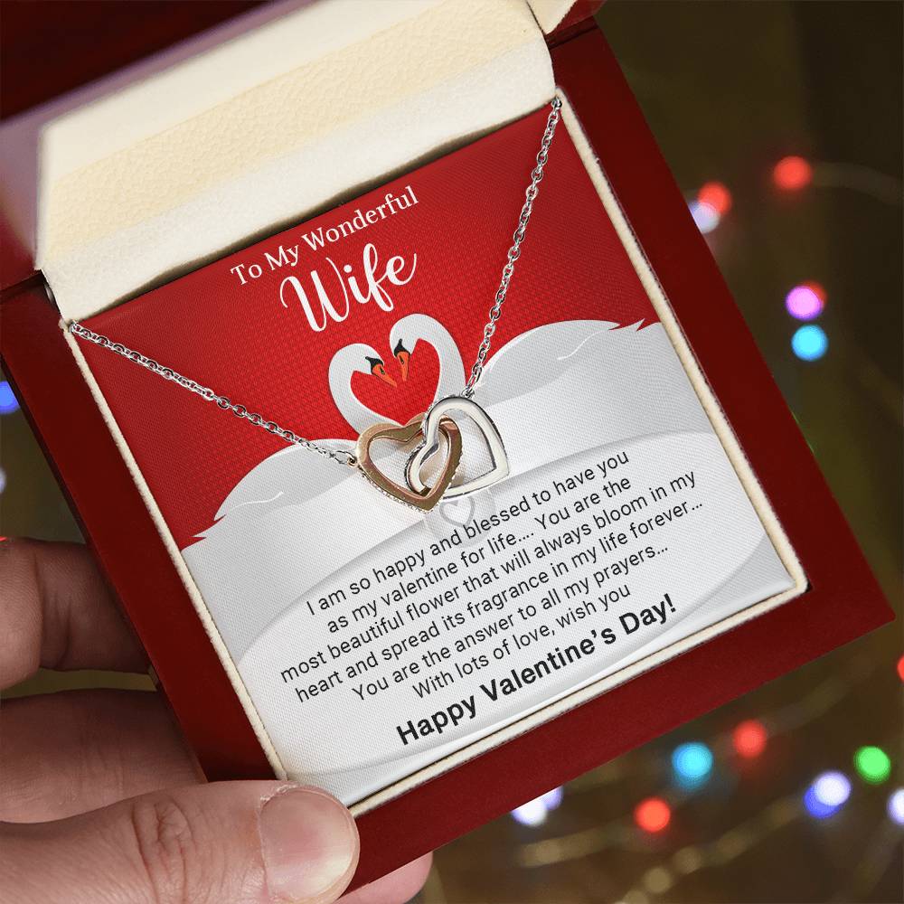 To My Wife - Valentines gift - Interlocking Hearts Necklace
