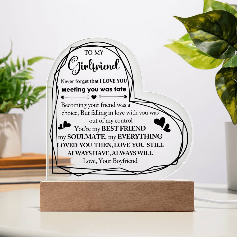 To My Girlfriend - Valentines gift - Acrylic Heart Plaque