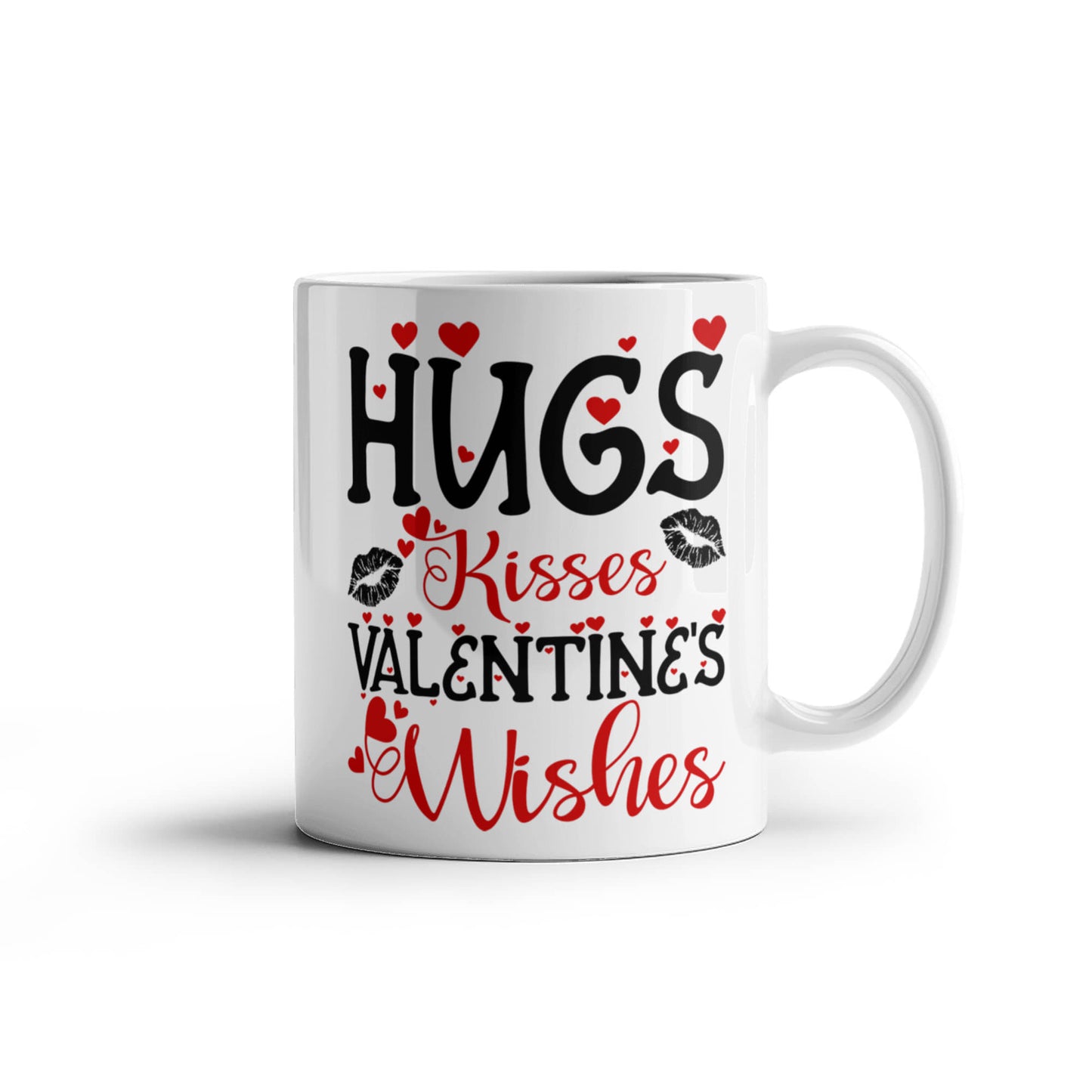 Hugs, Kisses Valentine's Wishes - Valentine's Day Best Gift For - White Ceramic Mug