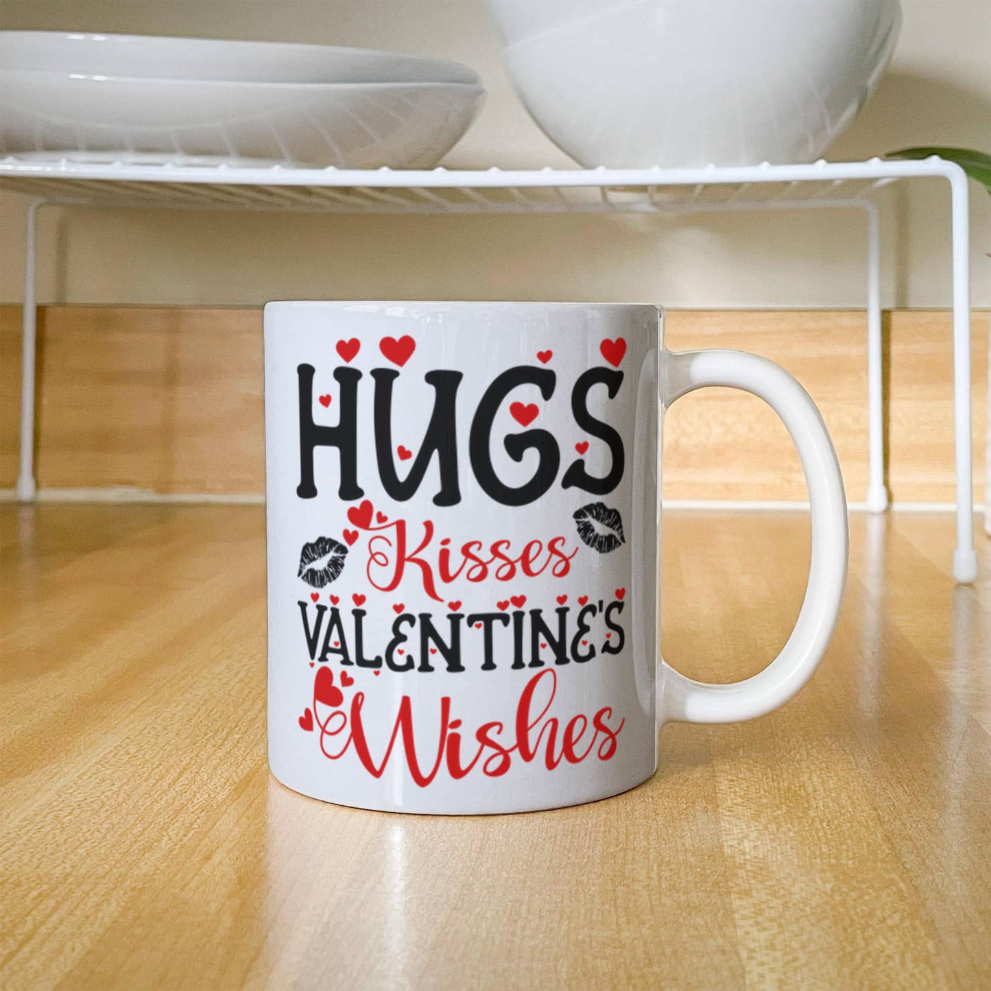 Hugs, Kisses Valentine's Wishes - Valentine's Day Best Gift For - White Ceramic Mug
