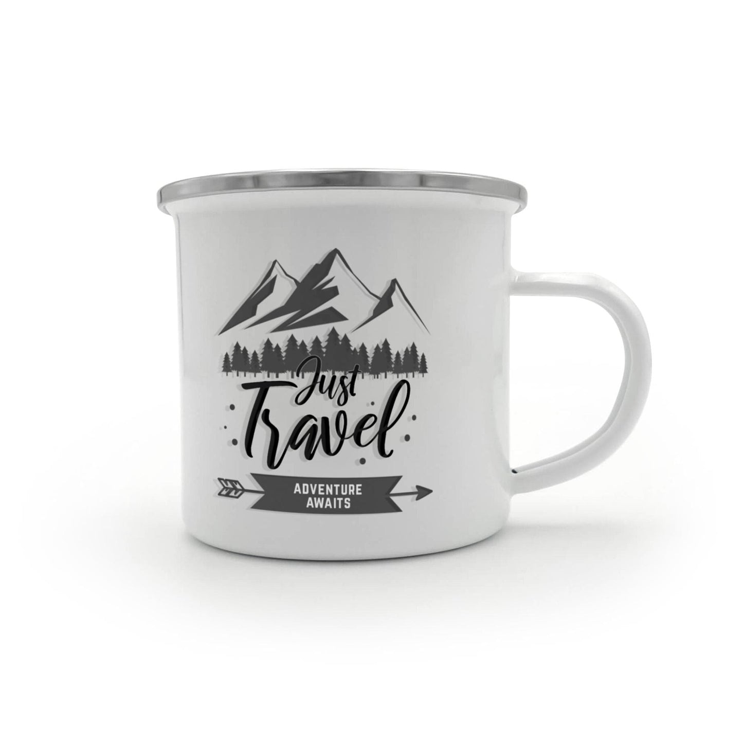 Just Travel Adventure Awaits - 12oz Enamel Camping Mug