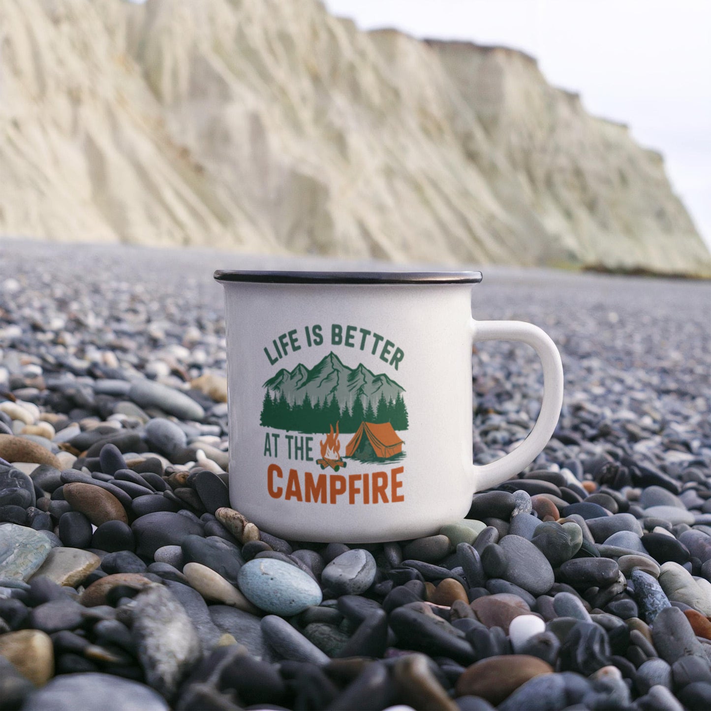 Life is better at the campfire- 12oz Enamel Camping Mug