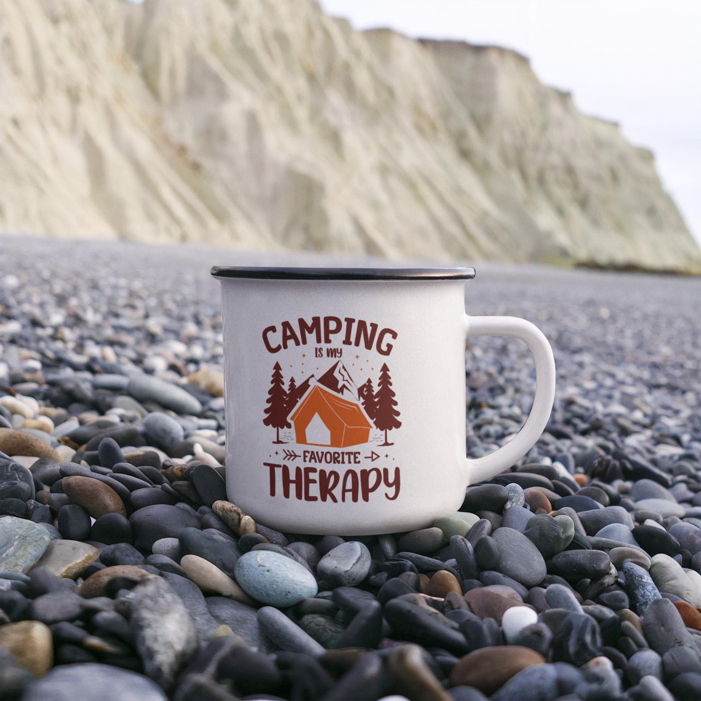 Camping is my favorite therapy - 12oz Enamel Camping Mug