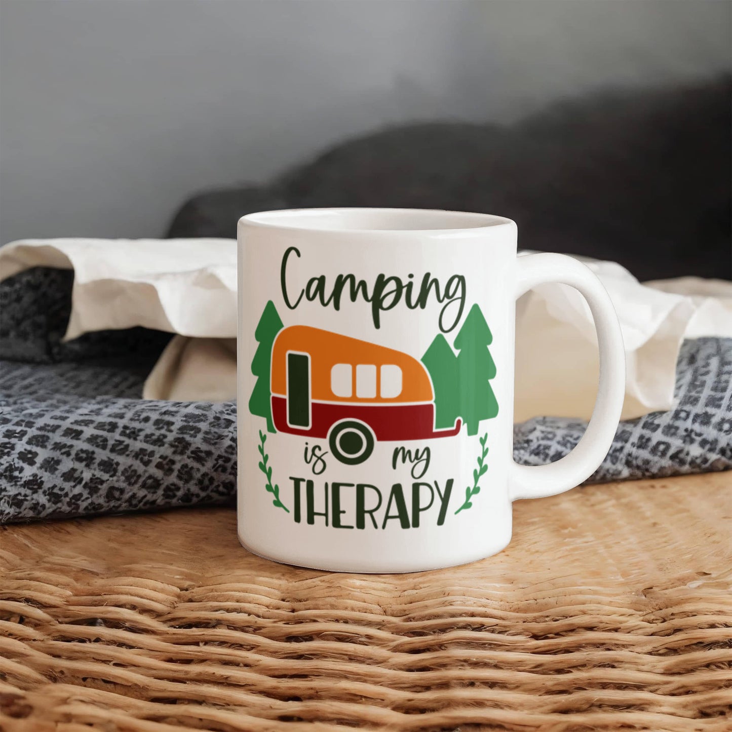New Camping is my Therapy - White Ceramic Mug Multiple Variants