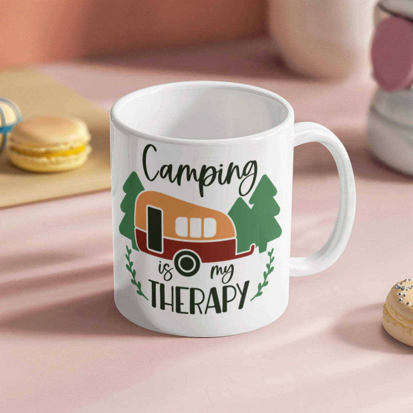 New Camping is my Therapy - White Ceramic Mug Multiple Variants