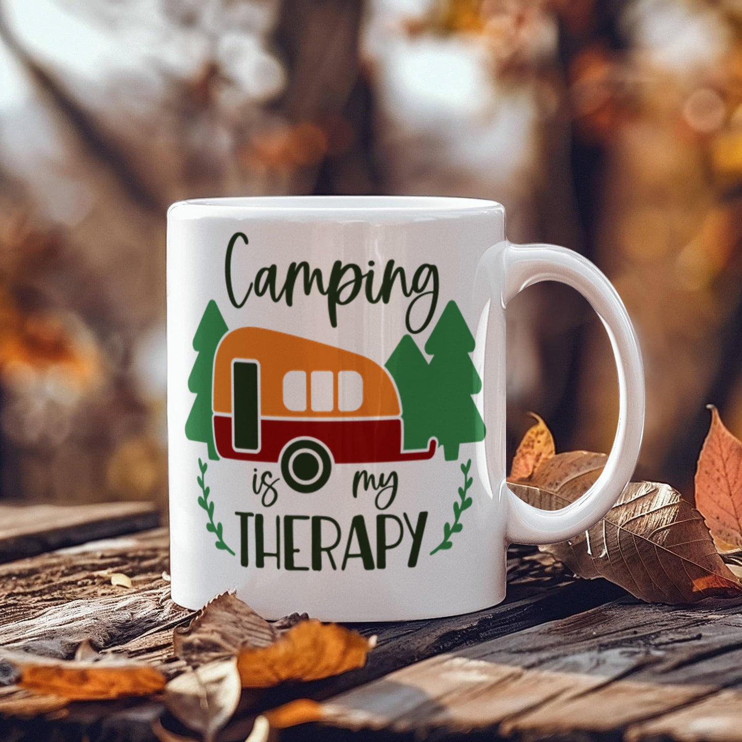 New Camping is my Therapy - White Ceramic Mug Multiple Variants