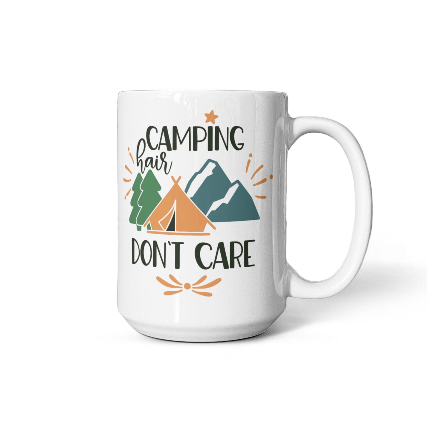 Camping hair don't care - White Ceramic Mug Multiple Variants