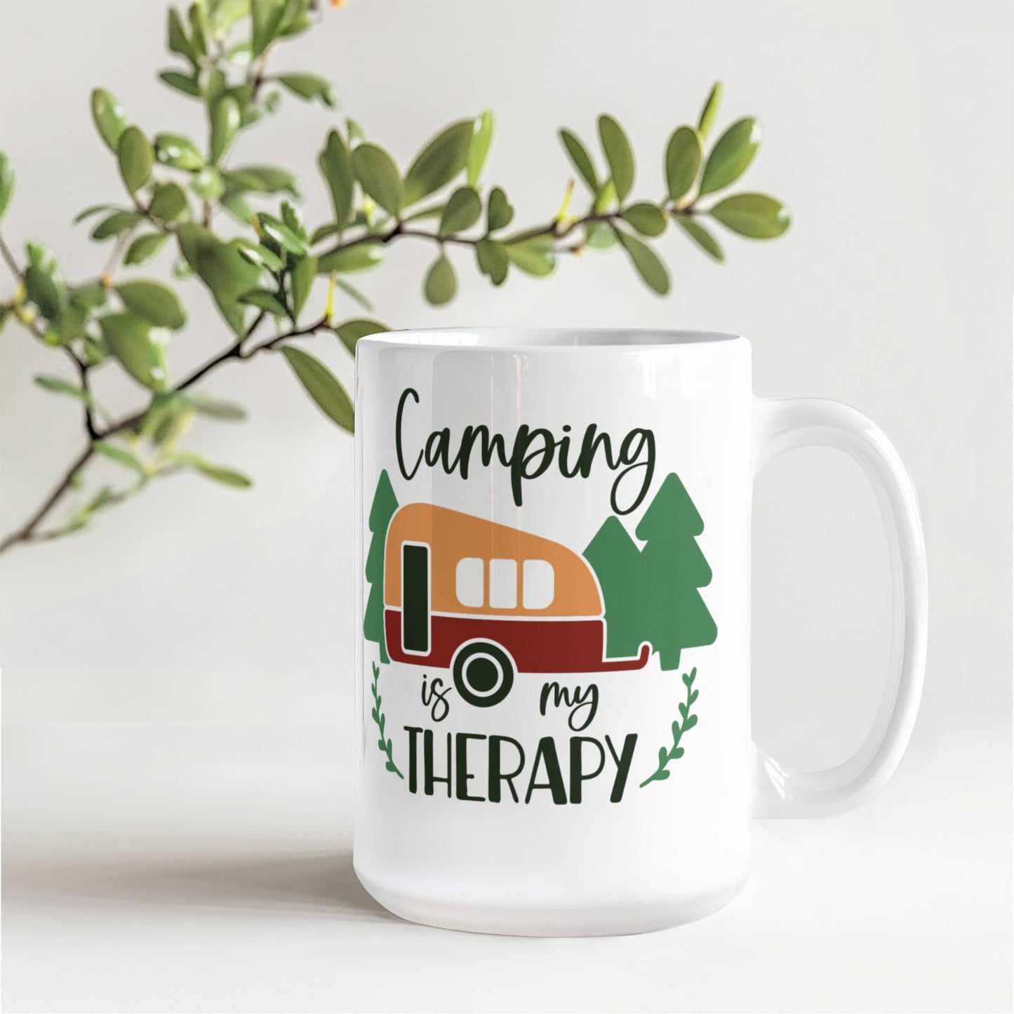New Camping is my Therapy - White Ceramic Mug Multiple Variants