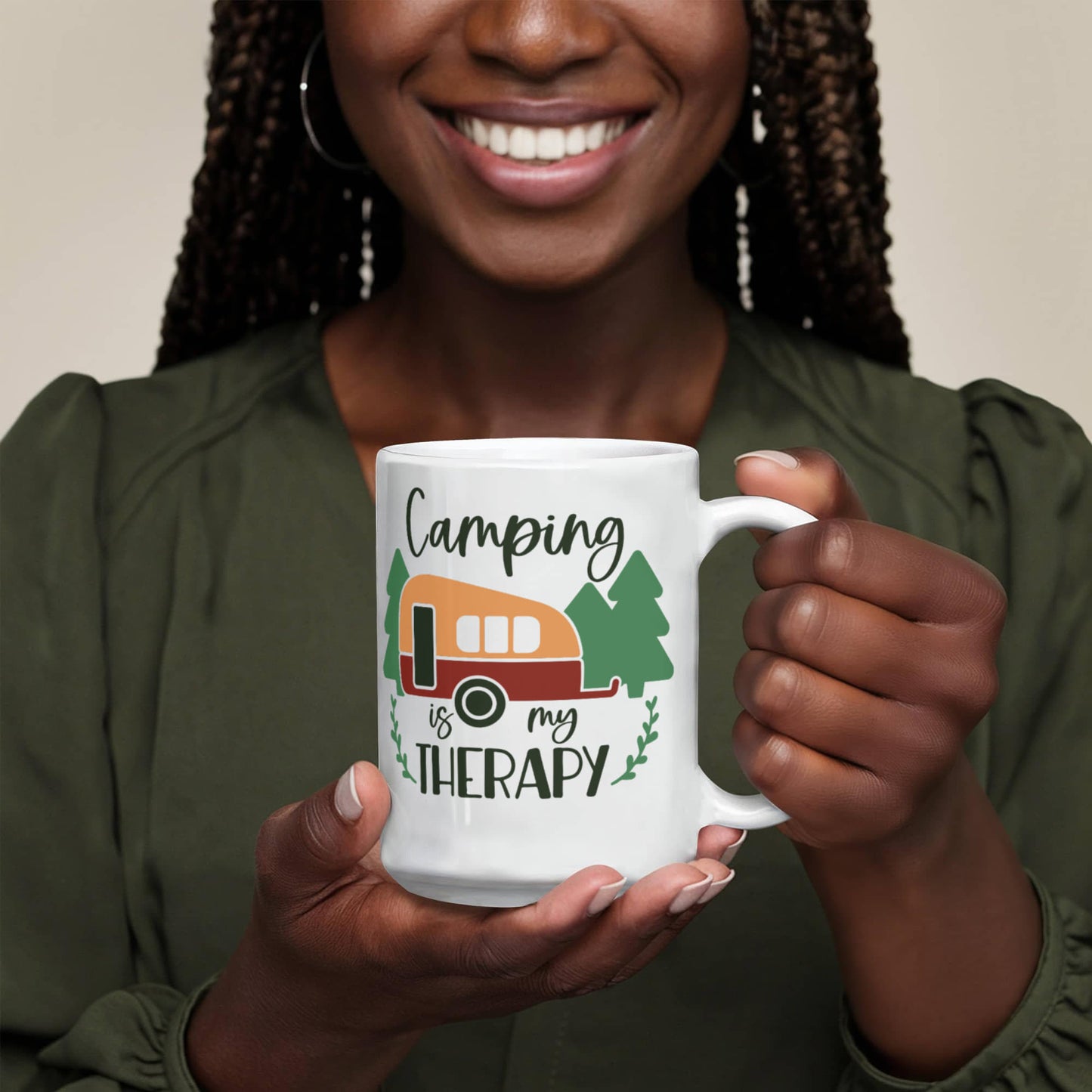 New Camping is my Therapy - White Ceramic Mug Multiple Variants