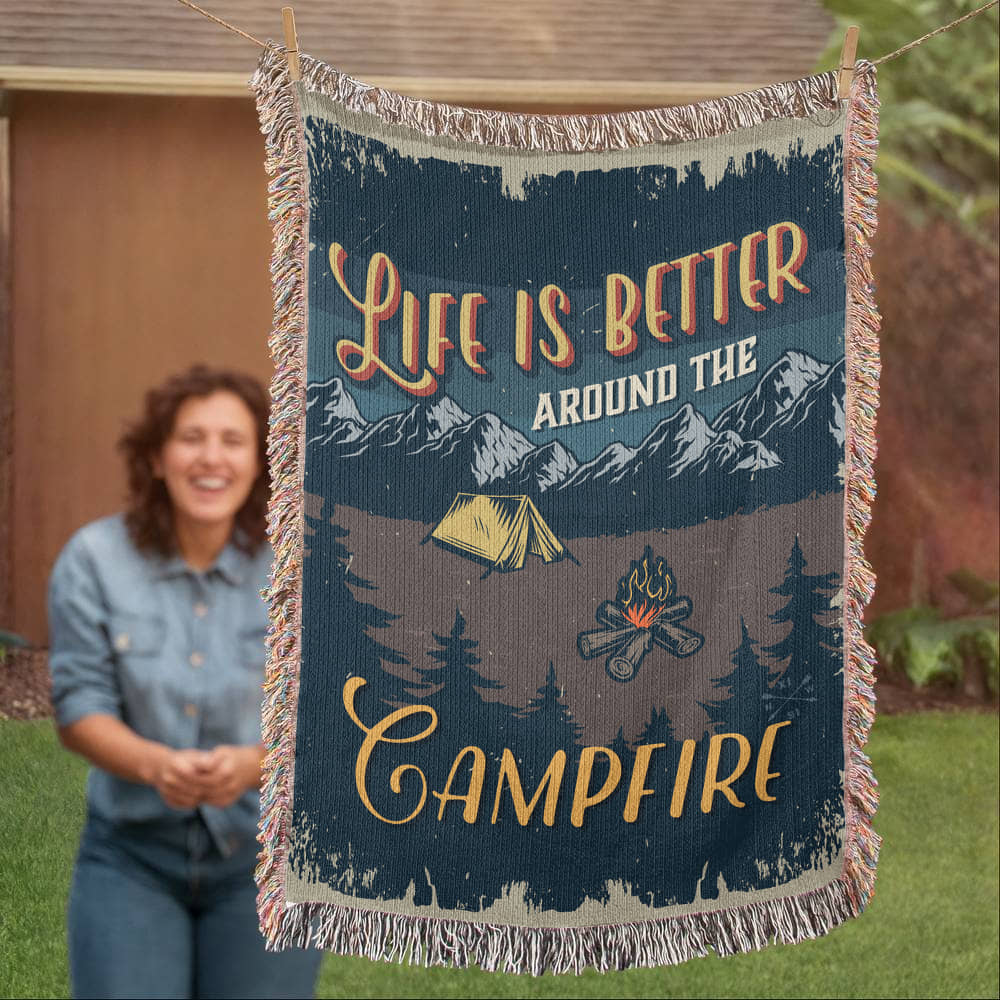 Life is better - Camping Blanket - Artwork Heirloom Woven Blanket (Portrait)