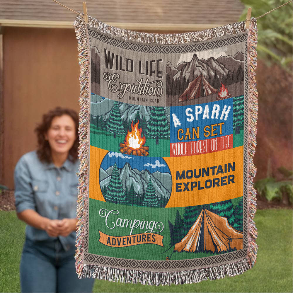 New Camping Blanket - Artwork Heirloom Woven Blanket (Portrait)