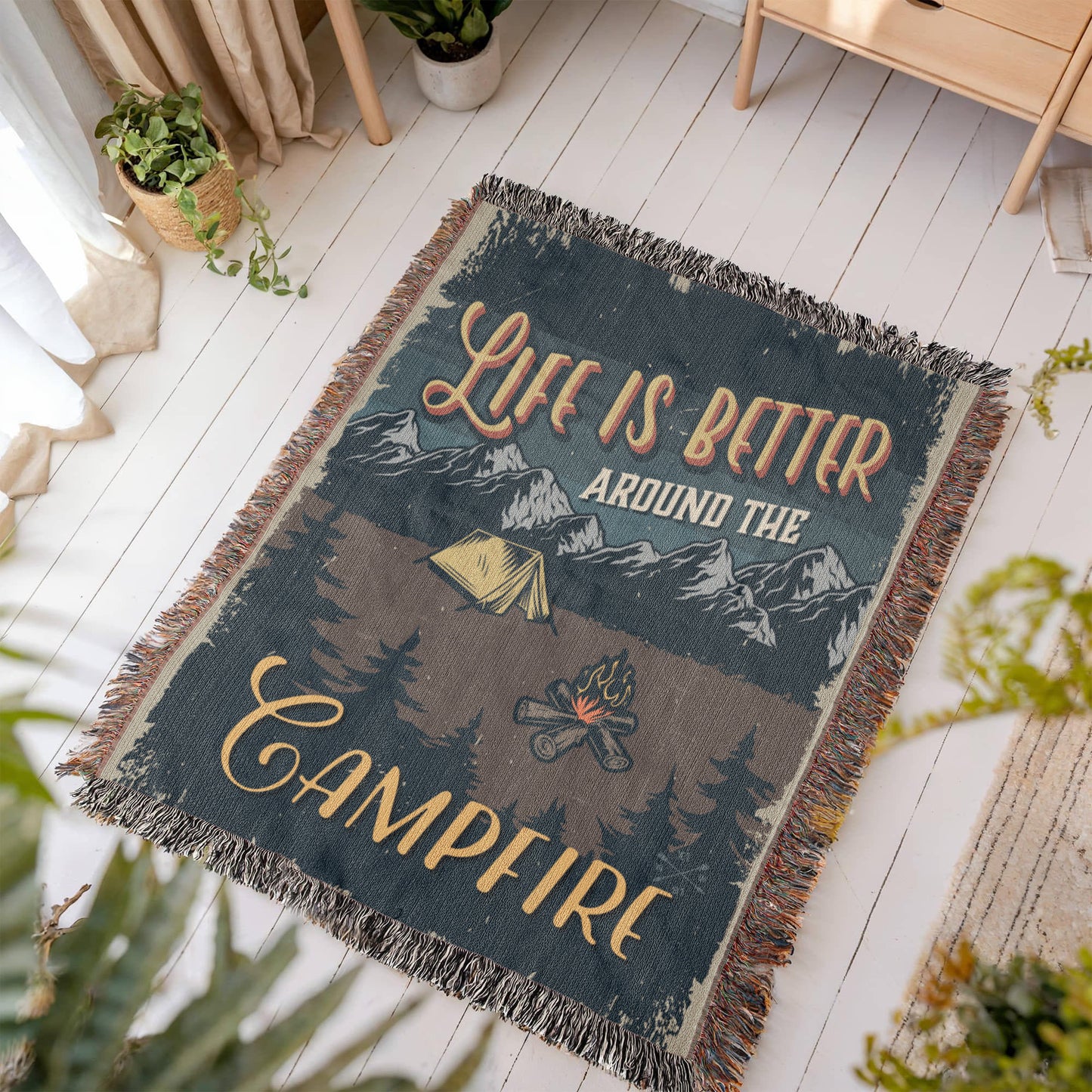 Life is better - Camping Blanket - Artwork Heirloom Woven Blanket (Portrait)