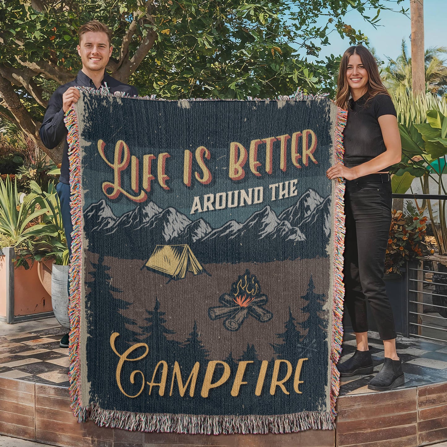 Life is better - Camping Blanket - Artwork Heirloom Woven Blanket (Portrait)
