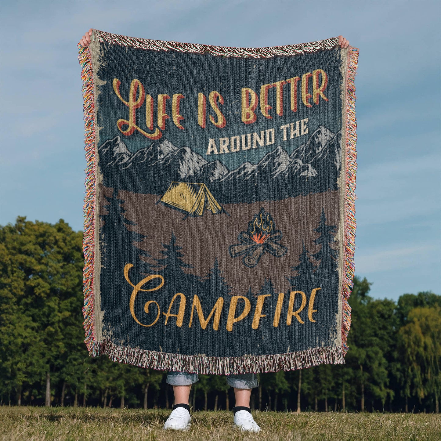 Life is better - Camping Blanket - Artwork Heirloom Woven Blanket (Portrait)
