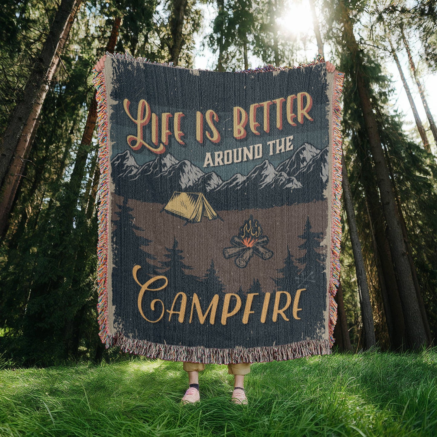 Life is better - Camping Blanket - Artwork Heirloom Woven Blanket (Portrait)