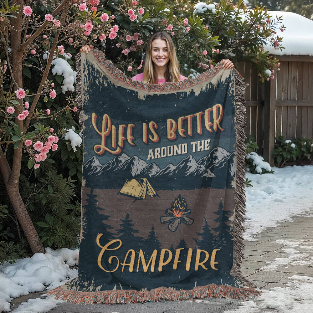 Life is better - Camping Blanket - Artwork Heirloom Woven Blanket (Portrait)