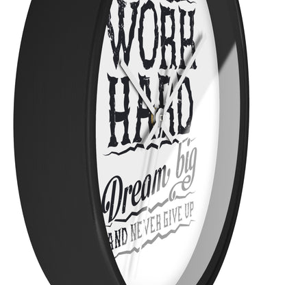 Wall Clock — "Work Hard, Dream Big" Motivational Clock