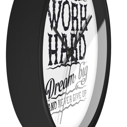 Wall Clock — "Work Hard, Dream Big" Motivational Clock