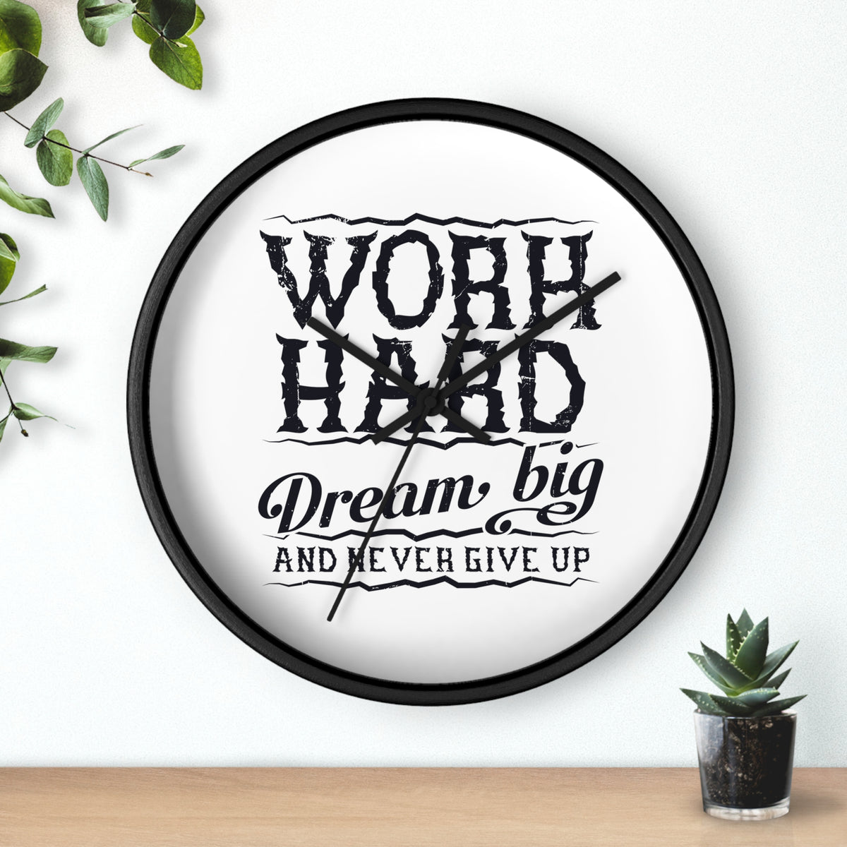 Wall Clock — "Work Hard, Dream Big" Motivational Clock