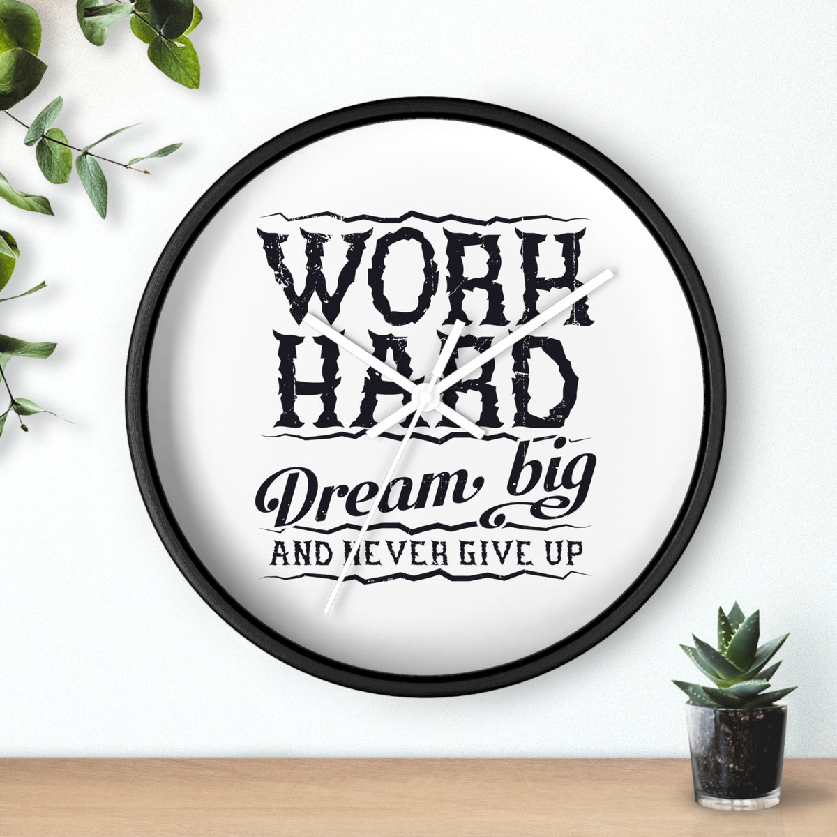 Wall Clock — "Work Hard, Dream Big" Motivational Clock