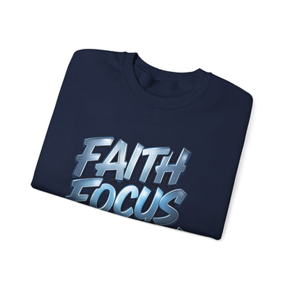 Crewneck Sweatshirt — "Faith Focus Action" Inspirational Graphic