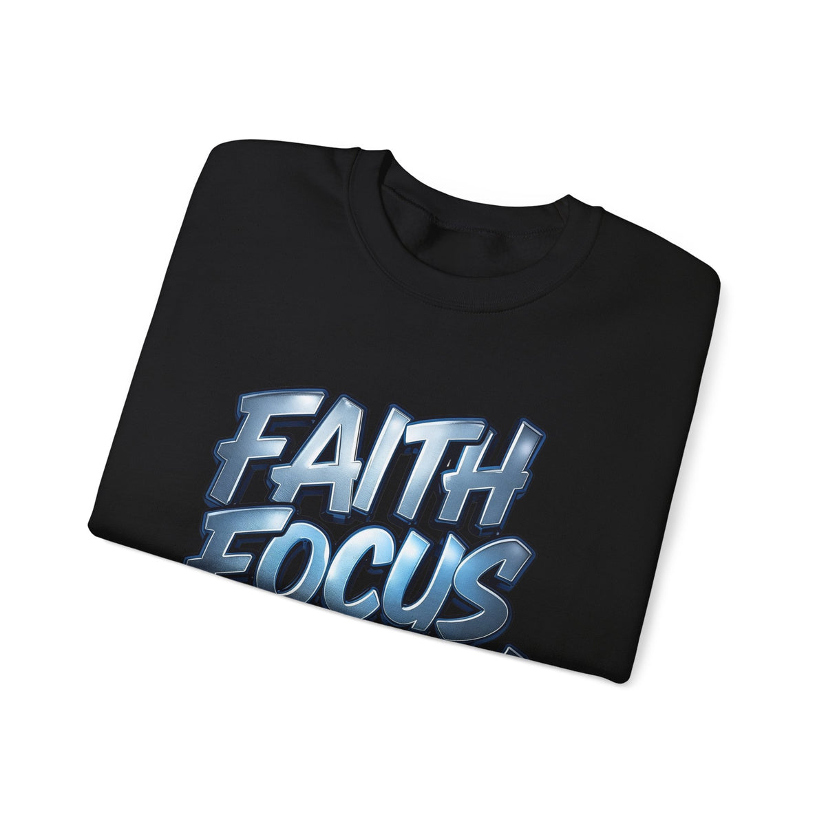 Crewneck Sweatshirt — "Faith Focus Action" Inspirational Graphic