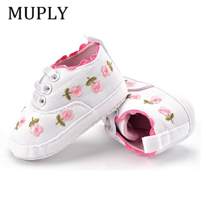 White Lace Floral Embroidered Soft Shoes