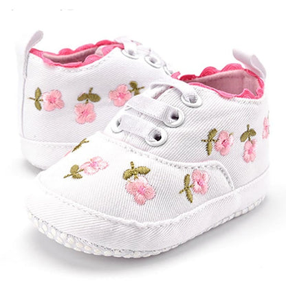 White Lace Floral Embroidered Soft Shoes