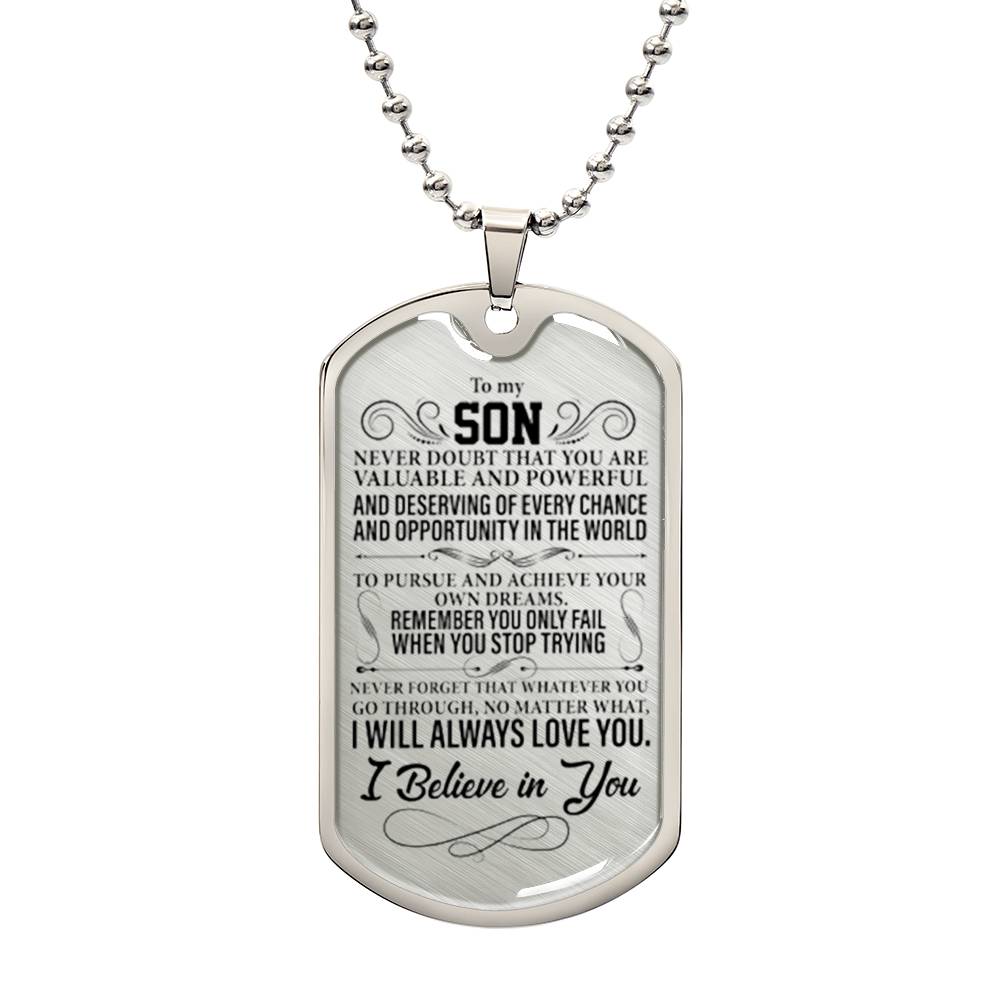 To My Son - Dog Tag