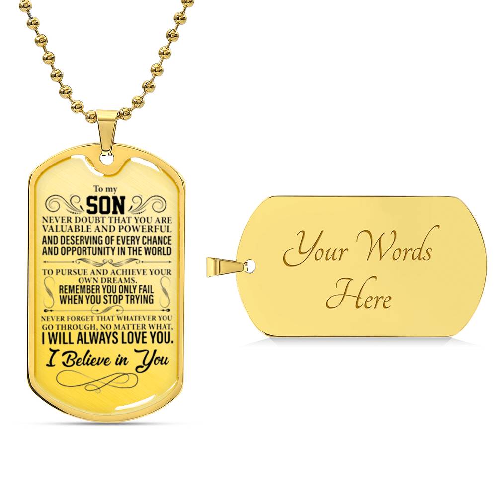 To My Son - Dog Tag