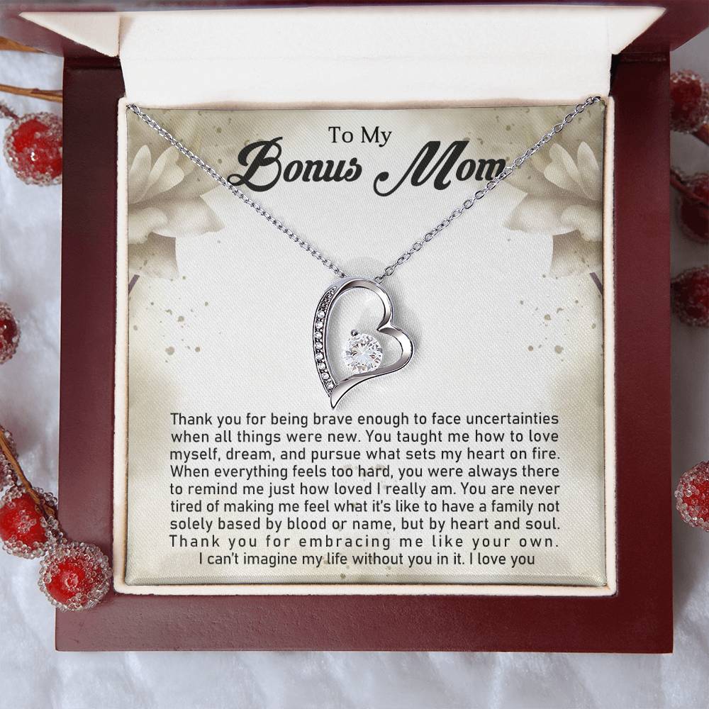 TO MY BONUS MOM - MOTHER'S DAY BEST GIFT FOR BONUS MOM - FOREVER LOVE NECKLACE