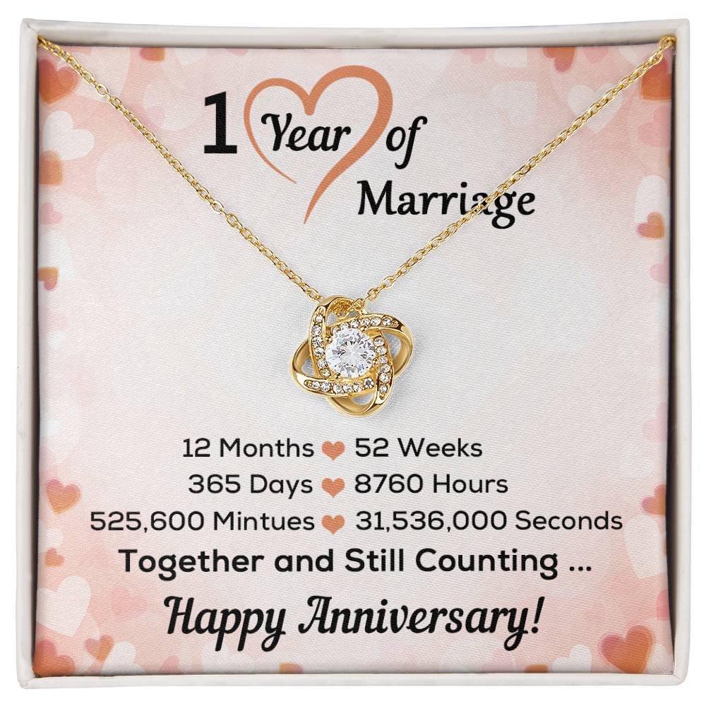 1 Year of Marriage - Best Anniversary Gift - Love Knot Necklace