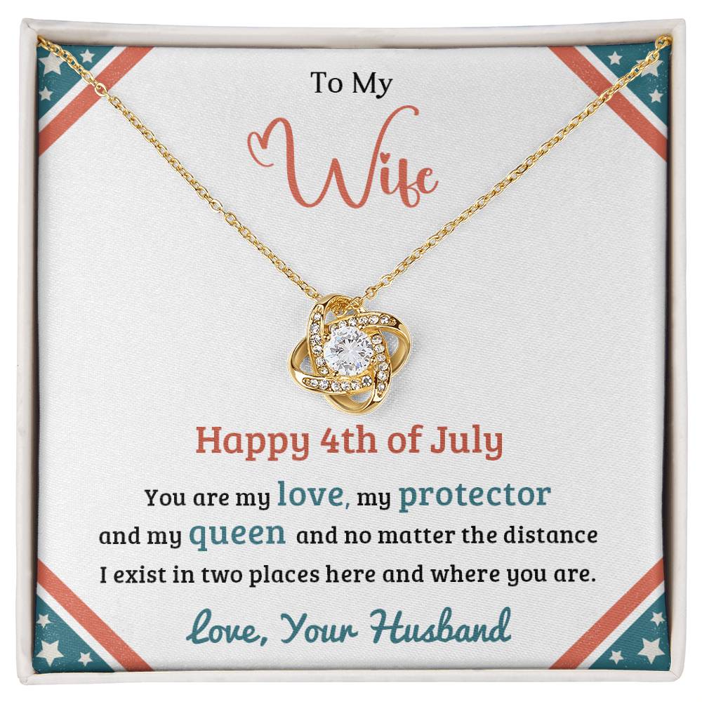 4th of July - Gift for Wife - Gifts from Husband - Love Knot Necklace - USA Independence Day