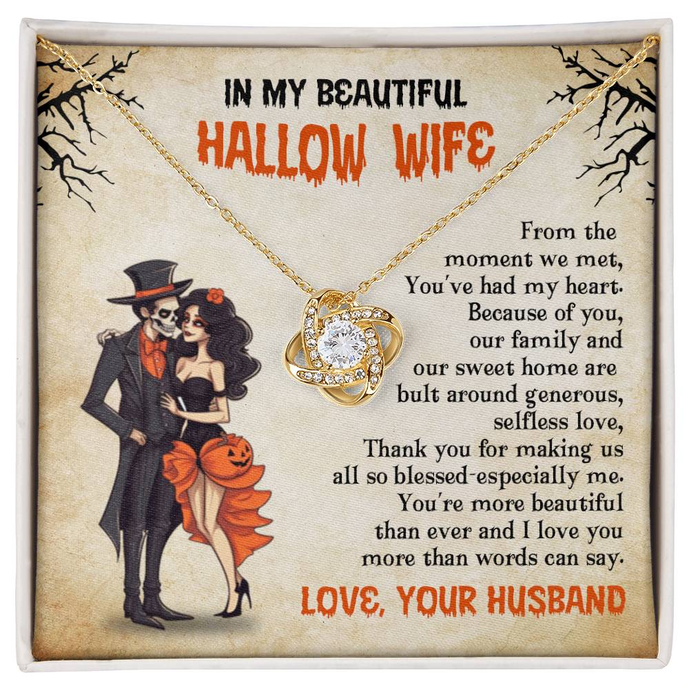 To My Beautiful Hallow Wife - Best Halloween Gift - Love Knot Necklace