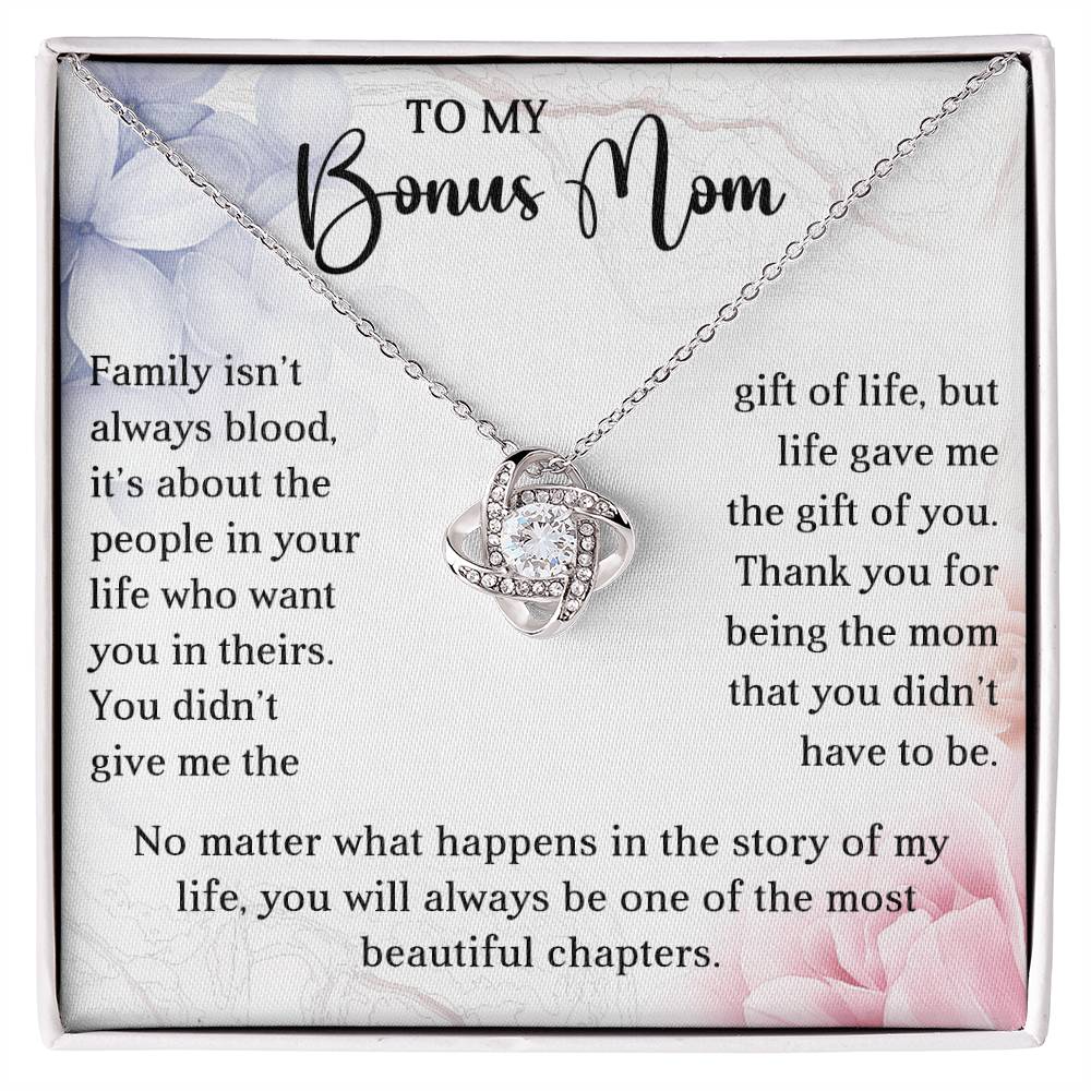 TO MY BONUS MOM - MOTHER'S DAY BEST GIFT - LOVE KNOT NECKLACE