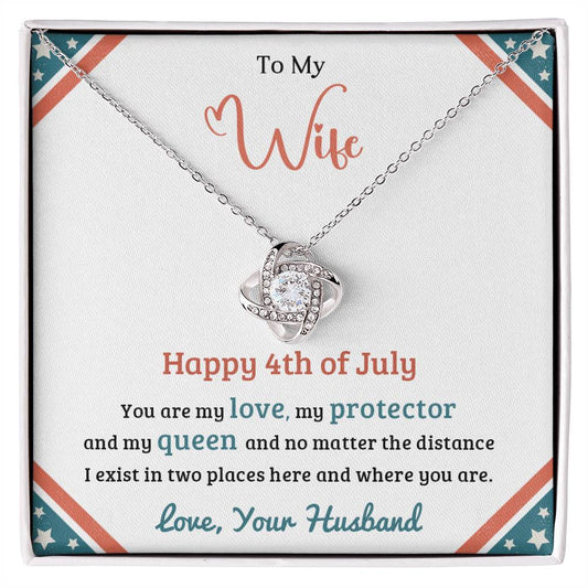 4th of July - Gift for Wife - Gifts from Husband - Love Knot Necklace - USA Independence Day