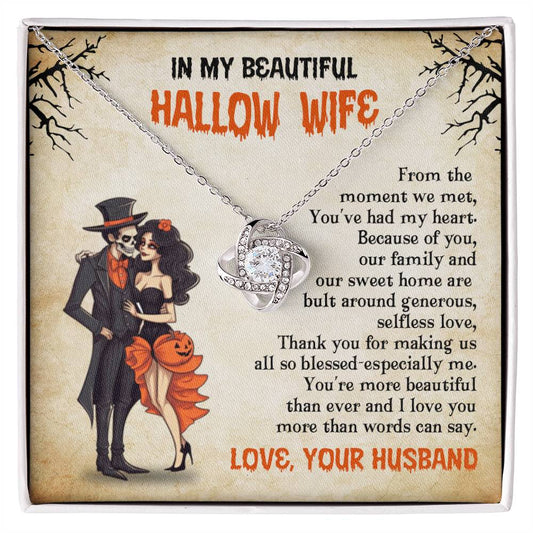 To My Beautiful Hallow Wife - Best Halloween Gift - Love Knot Necklace