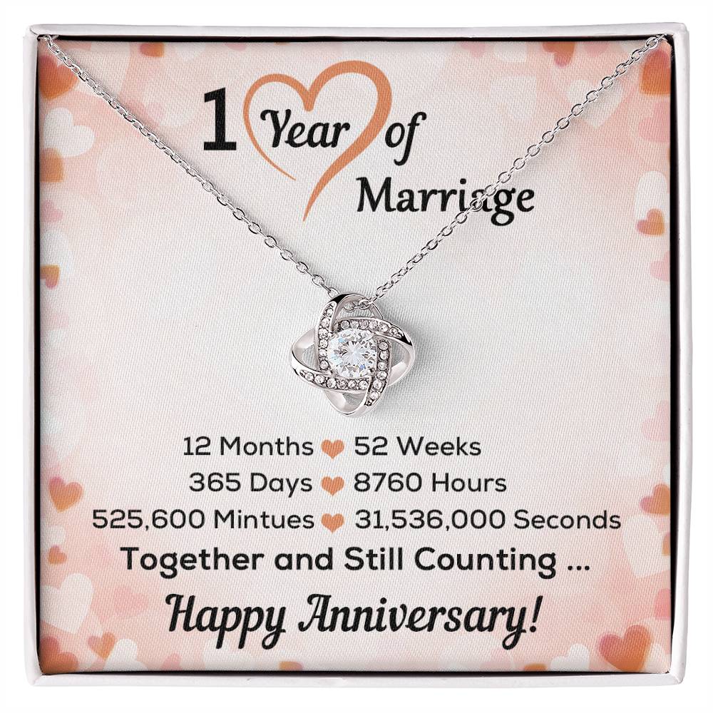 1 Year of Marriage - Best Anniversary Gift - Love Knot Necklace