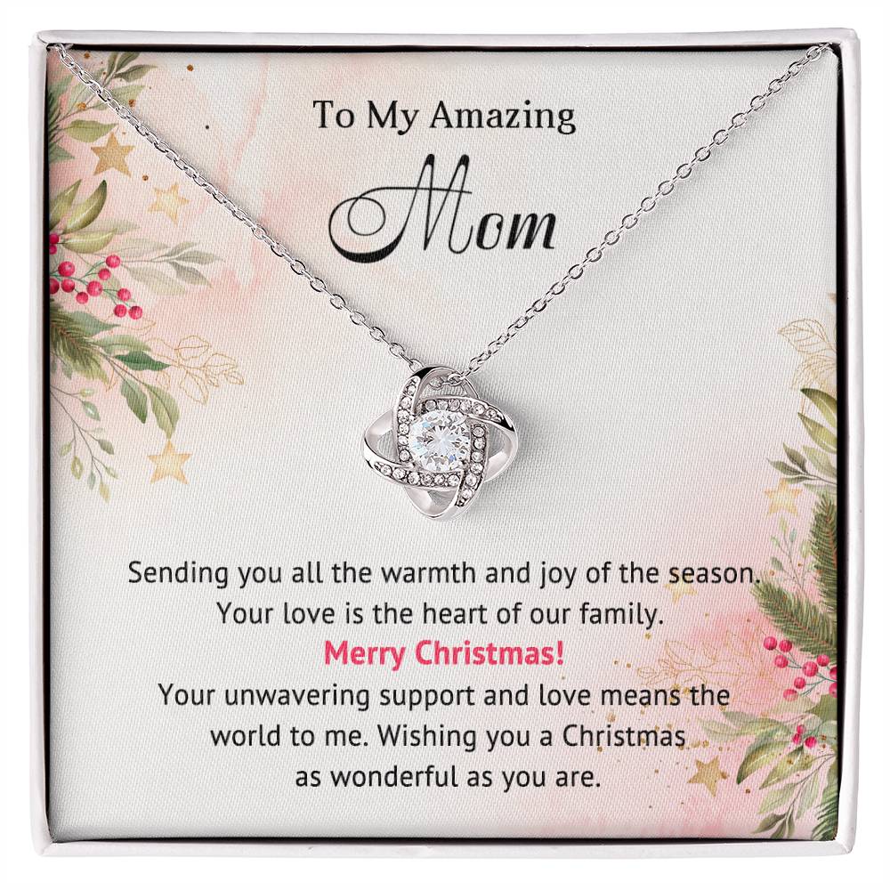 Mom - Heart of our Family - Christmas Gift - Love Knot Necklace