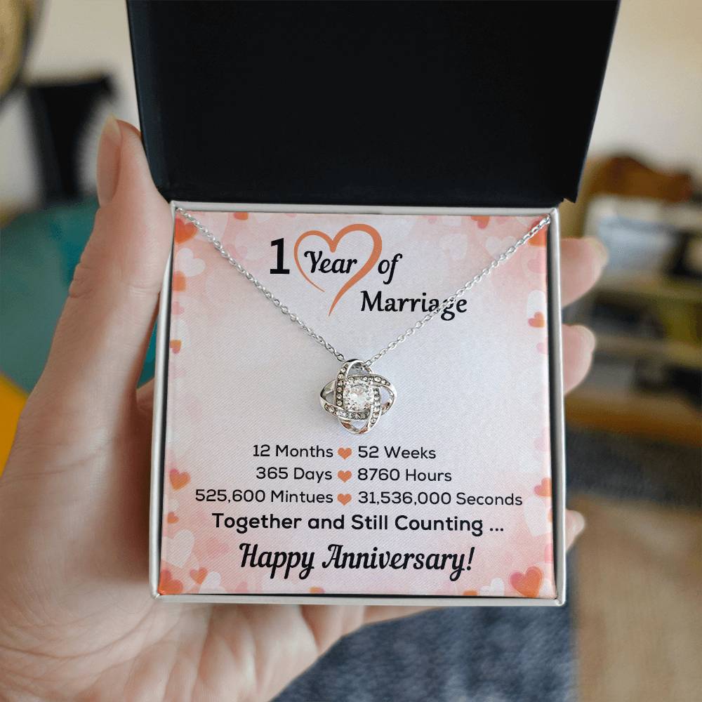 1 Year of Marriage - Best Anniversary Gift - Love Knot Necklace