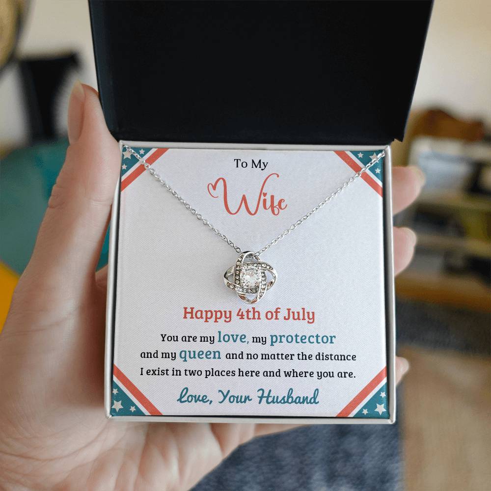 4th of July - Gift for Wife - Gifts from Husband - Love Knot Necklace - USA Independence Day