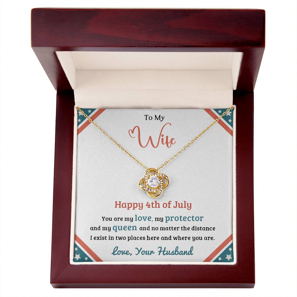 4th of July - Gift for Wife - Gifts from Husband - Love Knot Necklace - USA Independence Day