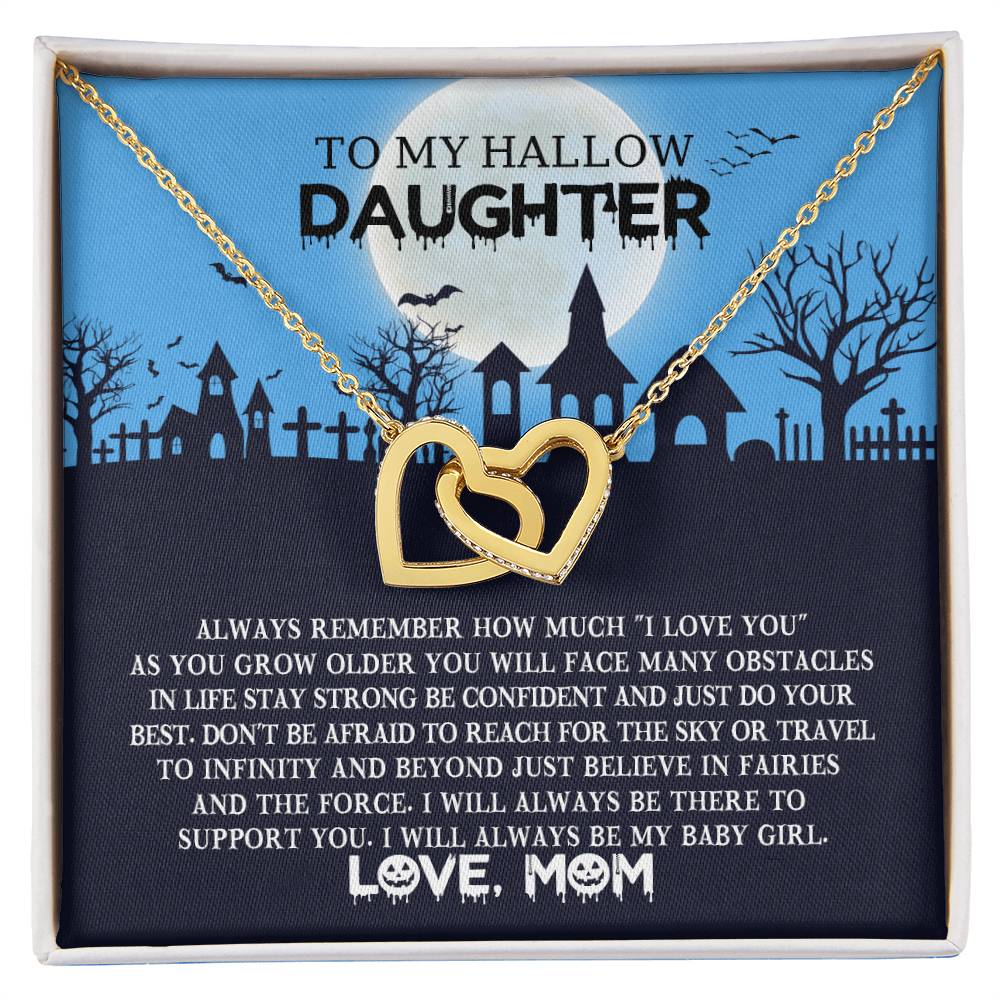 To My Hallow Daughter - Best Halloween Gift - Interlocking Hearts Necklace