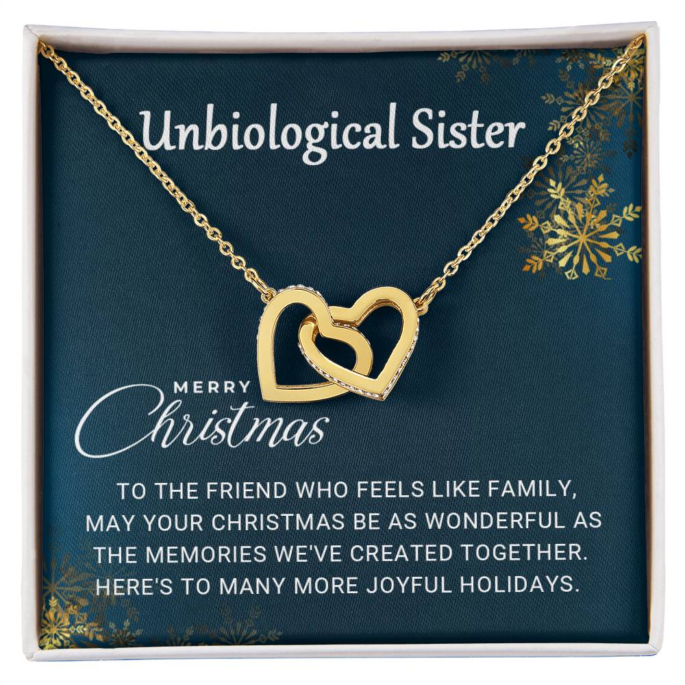 Unbiological Sister - Christmas Gift- Interlocking Hearts Necklace