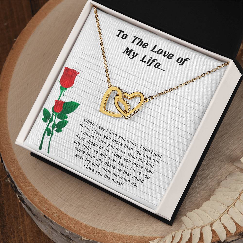 To The Love of My Life - Valentine's Day Best Gift For - Interlocking Hearts Necklace