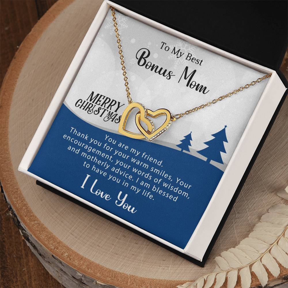 Bonus Mom - Wisdom - Interlocking Hearts Necklace