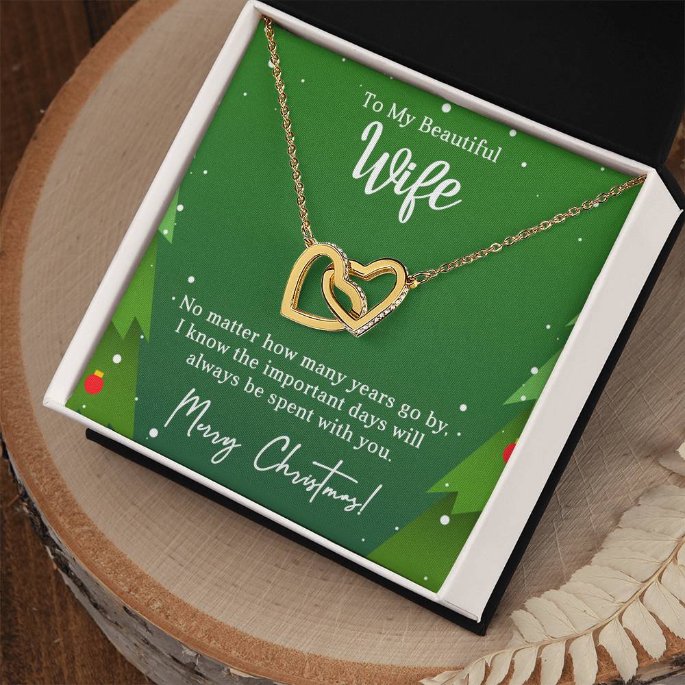 Wife - With you - Christmas gift - Interlocking Hearts Necklace