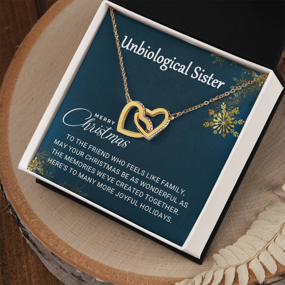 Unbiological Sister - Christmas Gift- Interlocking Hearts Necklace